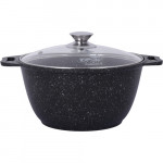 Кастрюля Kukmara 3л с антипригарным покрытием (темный мрамор) со стеклянной крышкой кмт32а