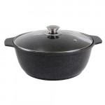 Кастрюля-жаровня Kukmara Kukmara 3л с антипригарным покрытием (темный мрамор) со стеклянной крышкой жмт32а