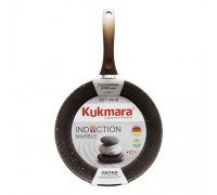 Сковорода Kukmara 240/60мм с ручкой антипригарная (кофейный мрамор) линия Marble Induction смки240а