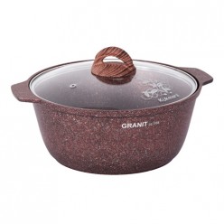 Кастрюля-жаровня Kukmara Kukmara 4л со стеклянной крышкой, антипригарная линия «Granit Ultra» (Red) жга41а