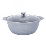 Кастрюля-жаровня Kukmara Kukmara 4л с антипригарным покрытием (светлый мрамор) со стеклянной крышкой жмс42а