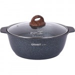 Кастрюля-жаровня 4л со стекл. крышкой, АП линия Granit ultra (blue) Kukmara жгг41а