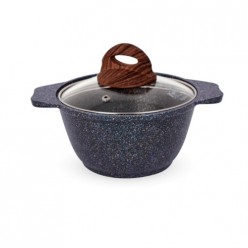 Кастрюля Kukmara 1л со стекл. крышкой, антипригарная линия Granit ultra (Blue) кгг12а