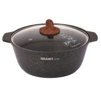 Кастрюля-жаровня Kukmara 5литров  28см со стеклянной крышкой, линия Granit ultra (original) жго52а