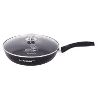 Сковорода Kukmara 260мм с ручкой, стеклянной крышкой, антипригарная, линия Titanium pro ст2603